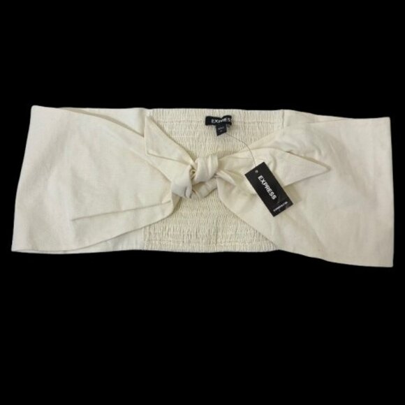 NEW Express Strapless Tie Front Bandeau Top Linen Blend Size XL - Picture 1 of 9